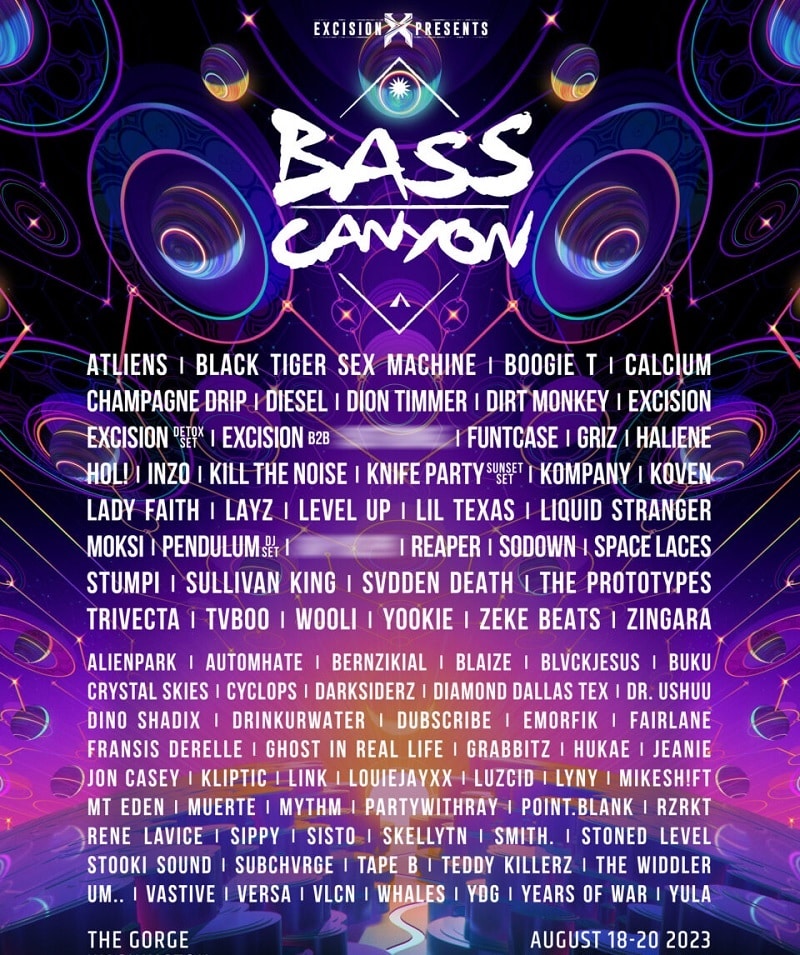 Bass Canyon Festival Lineup 2023