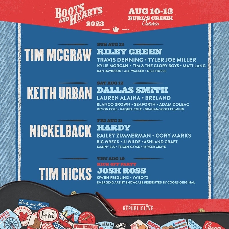 Boots and Hearts Music Festival Lineup 2023