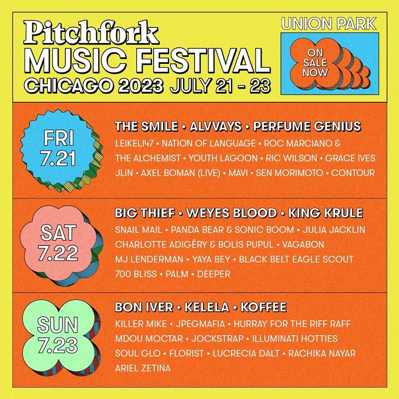 Pitchfork Music Festival Lineup 2023