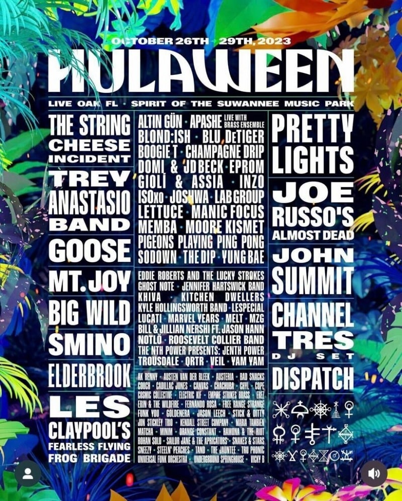 Hulaween Schedule 2022 Cheap Suwannee Hulaween Tickets 2022 | Lineup, Discount Coupon / Promo Code  | Tickets4Festivals