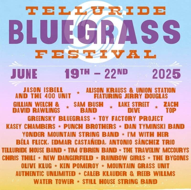 Telluride Bluegrass Festival Lineup 2025