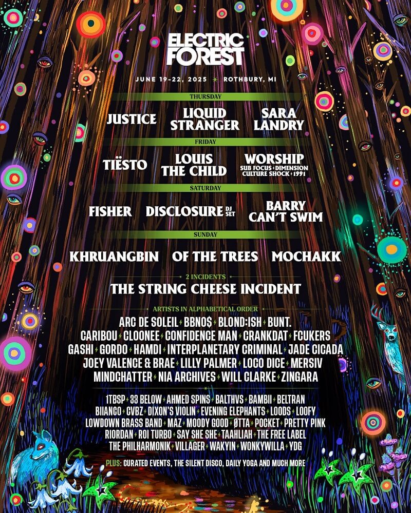 Electric Forest Festival Lineup 2025