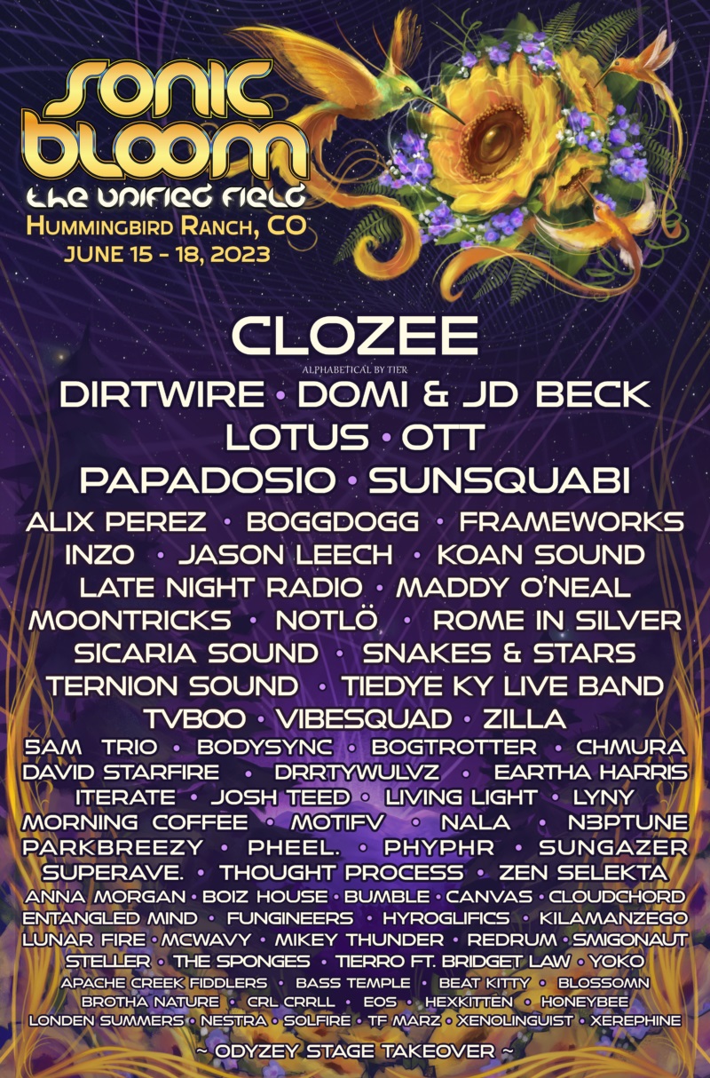 Sonic Bloom Festival Lineup 2023