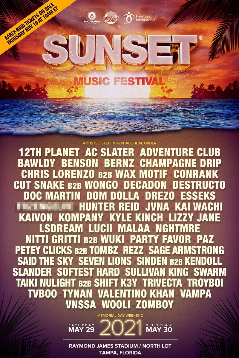 Sunset Music Festival Lineup 2021