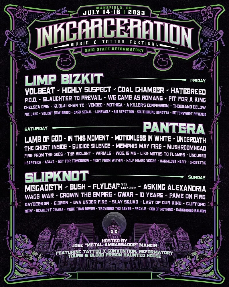 InkCarceration Festival Lineup 2023