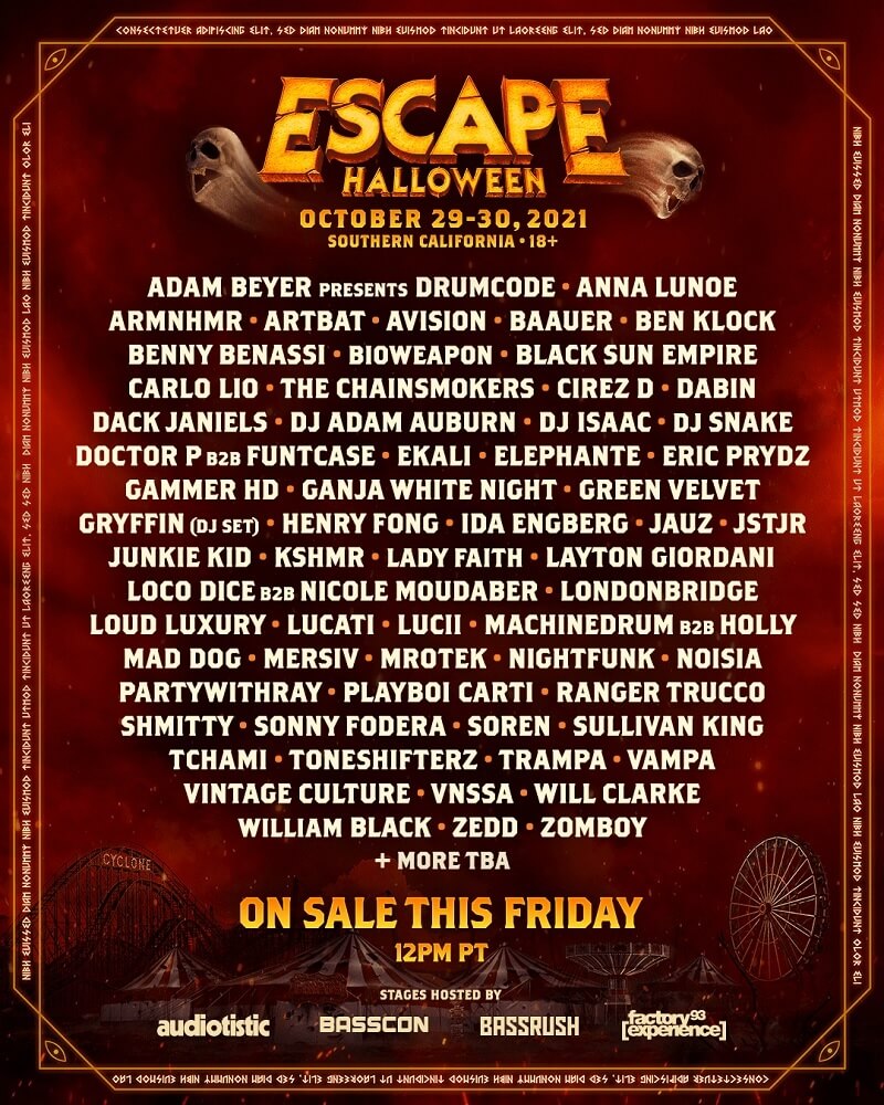 Escape Halloween Festival Lineup 2021