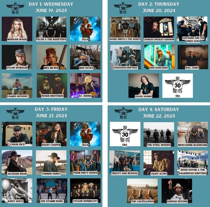 Hwy 30 Music Fest 2024 Lineup