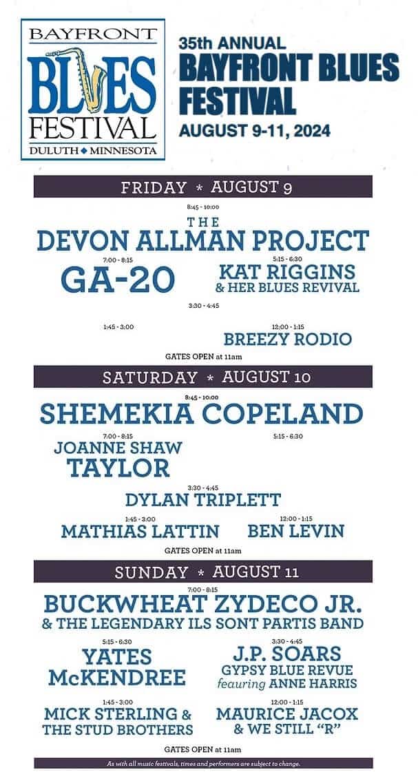 Bayfront Blues Festival 2024 Lineup
