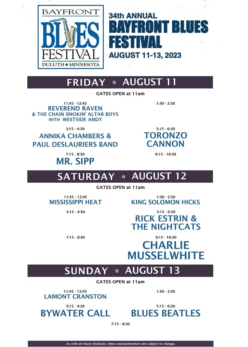 Bayfront Blues Festival Lineup 2023