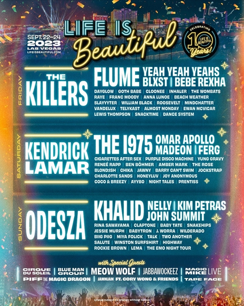 Life is Beautiful Festival 2023 Lineup