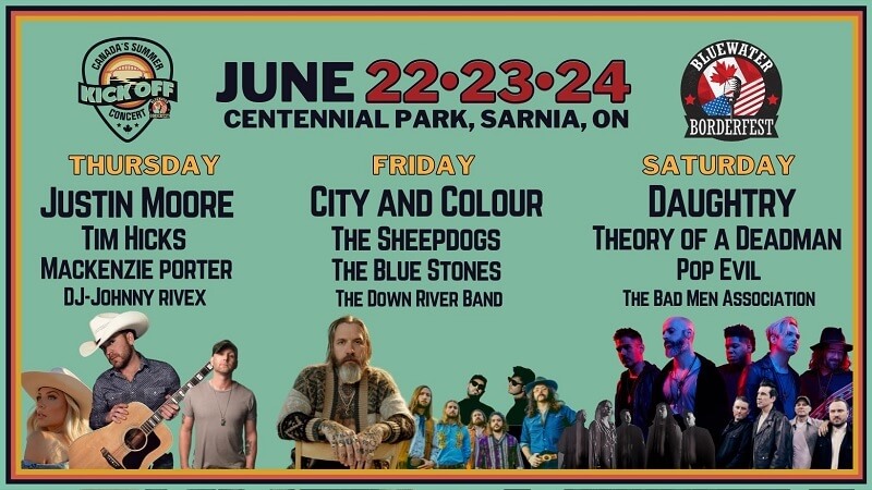 Bluewater BorderFest Music Festival Lineup 2023