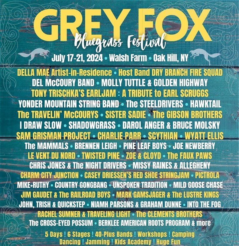 Grey Fox Bluegrass Festival Lineup 2024